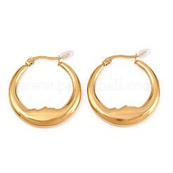 Pendientes de aro de acero inoxidable 304 con forma de luna para mujer&nbsp;EJEW-L312-01G