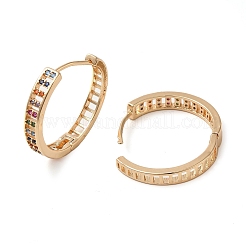 Pendientes de aro de circonita cúbica de colores con micropavé de latón para mujer&nbsp;EJEW-M238-26KCG
