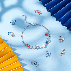 24 pièce 6 styles de breloques de connecteur en acier inoxydable 304 émaillé&nbsp;STAS-DC0010-36