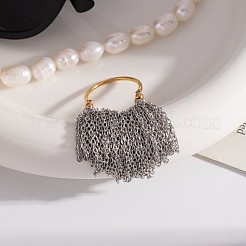 Fingerringe aus 304 Edelstahl mit Kettenquaste für Damen&nbsp;JT9065