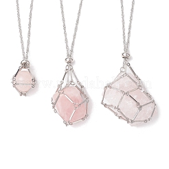 3 pièce 3 styles 304 chaîne à maillons cuboïdes en acier inoxydable pochette en macramé porte-pierre vide fabrication de collier&nbsp;NJEW-JN05197