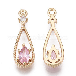 Pendentifs avec zircon cubiques à micro-pavés en laiton&nbsp;X-KK-R111-003-A04