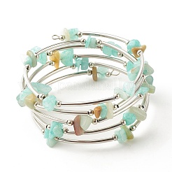Braccialetti avvolgenti da donna con perline in amazonite naturale a 5 anello&nbsp;BJEW-JB01517-06