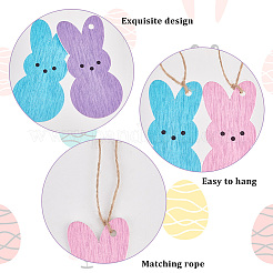 3 sac de 3 couleurs de décorations suspendues en bois sur le thème de Pâques&nbsp;HJEW-OC0001-32