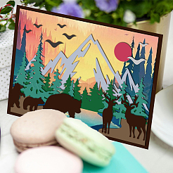 Stanzschablonen aus Kohlenstoffstahl mit Bergwald-Tiermotiv&nbsp;DIY-WH0309-3967