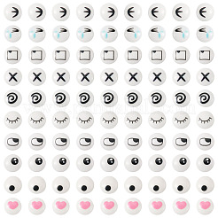 100 par de cabujones de resina redondos planos de dibujos animados en 10 estilos&nbsp;CRES-TA0001-97
