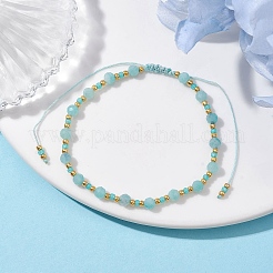 Braccialetto regolabile con amazzonite naturale e perline di vetro intrecciate&nbsp;BJEW-JB10137-07