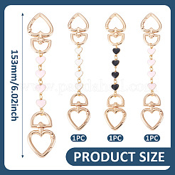 3 pieza de cadena extensora de bolso con eslabones en forma de corazón de aleación esmaltada en 3 colores&nbsp;HJEW-TAC0131