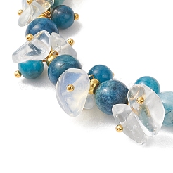 Braccialetti da donna con perline rotonde e schegge di pietre preziose naturali e sintetiche miste in ottone&nbsp;BJEW-JB13151-02
