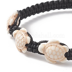 Pulsera de cuentas trenzadas de tortuga turquesa sintética (teñida) para mujer&nbsp;BJEW-TA00225-02