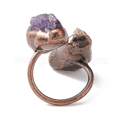 Bague de manchette ouverte avec pépite irrégulière citrine et améthyste naturelle&nbsp;RJEW-I082-08R-02