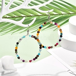 Perline di agata naturale orecchini pendenti con anello grande per donna ragazza&nbsp;EJEW-JE04652