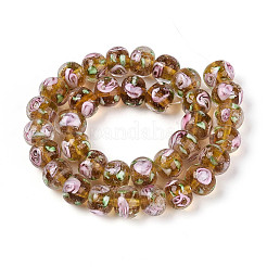 Fili di perline rondelle fatte a mano con fiori interni lavorati a lume&nbsp;LAMP-T022-24C