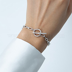 Set di bracciale e collana con catena geometrica in argento sterling s925 per l'uso quotidiano&nbsp;JM3454-2