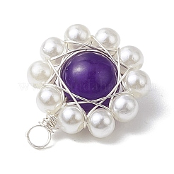 Pendentifs en jade malaisien naturel teinté enveloppés de fil de cuivre&nbsp;PALLOY-JF02925