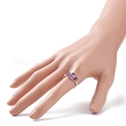 Fingerring aus natürlichen und synthetischen Edelsteinen mit runden Perlen&nbsp;RJEW-JR00514