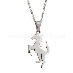 Colliers pour femmes et hommes avec pendentif cheval en acier inoxydable 201 et chaîne à maillons en acier inoxydable 304.&nbsp;NJEW-JN05996