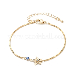 Bracelets à maillons en laiton micro pavé de zircons cubiques pour anniversaire&nbsp;BJEW-U031-01G-12