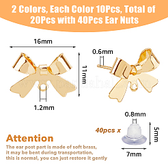20 pz 2 colori per orecchini a bottone in ottone&nbsp;KK-FH0007-15