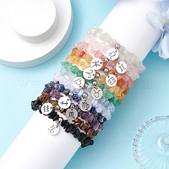 12 Stück Stretch-Armbänder aus natürlichen und synthetischen Edelsteinsplitterperlen&nbsp;BJEW-JB11133