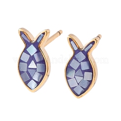 Pendientes de pez esmaltado de latón&nbsp;EJEW-I322-07G