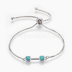 Pulseras bolo de ópalo sintético ajustable con tema deportivo&nbsp;BJEW-F356-02-P