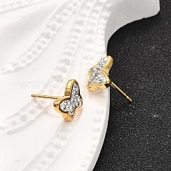 12 paire de boucles d'oreilles à tige en acier inoxydable 304 avec strass&nbsp;EJEW-B135-01G-01