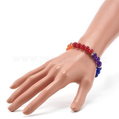 Stretch-Armband aus natürlicher malaysischer Jade (gefärbt) mit runden Perlen&nbsp;BJEW-JB06953