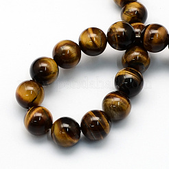 Chapelets de perles rondes en œil de tigre naturel&nbsp;G-S177-12mm