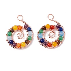 Gros pendentifs en laiton et pierres naturelles mélangées&nbsp;FIND-E023-03RG