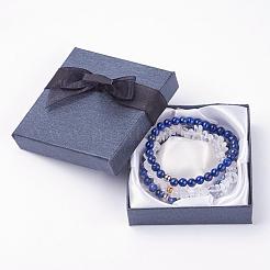 Pulseras estiradas naturales de gemas mixtas&nbsp;BJEW-JB03365-03