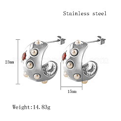 Boucles d'oreilles à tige en acier inoxydable 304 avec micro pavé de zircones cubiques&nbsp;EY6491-2