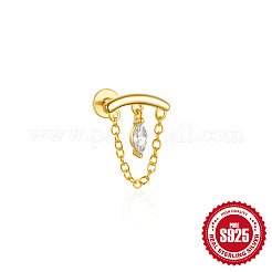 Orecchini a cartilagine con zirconi cubici trasparenti in argento sterling con occhio di cavallo e catena&nbsp;FS-WGA2317-01