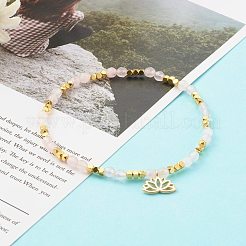 Ensembles de bracelets extensibles en quartz rose naturel et rhodonite&nbsp;BJEW-JB06255-01