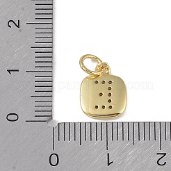 Placage de crémaillère en laiton micro pavé breloques en zircone cubique claire&nbsp;KK-E110-14G-E
