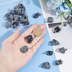 24 pendentif en obsidienne flocon de neige naturelle&nbsp;G-UN0001-16B