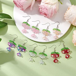 Orecchini pendenti in acrilico e vetro con fiori&nbsp;EJEW-JE06193