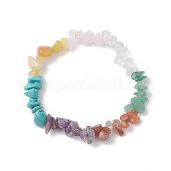 Pulseras elásticas con chips de piedras preciosas naturales y sintéticas de chakras para hombres y mujeres&nbsp;BJEW-JB12533