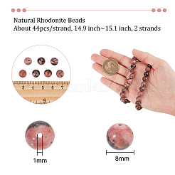 2 Strang natürliche Rhodonitperlenstränge&nbsp;G-NB0004-83B