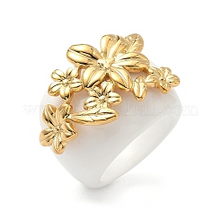304 Edelstahl mit Harz-Fingerringen für Damen&nbsp;RJEW-G359-03G