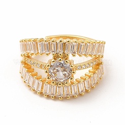 Bague réglable en diamant avec oxyde de zirconium transparent&nbsp;RJEW-F142-01G