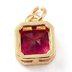 Ciondoli in vero ottone placcato oro 18k con zirconi cubici intarsiati&nbsp;LS-ZIRC-L100-073G-04