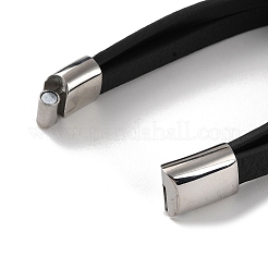 Schwarze mehrsträngige Armbänder aus PU-Leder für Herren&nbsp;BJEW-K243-01AS