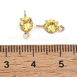 Breloques connecteurs plates rondes en laiton pavé de zircone cubique shegrace&nbsp;XGRQ2O275-435C-G