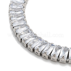 Messing Pavé-Armbänder mit klaren Zirkonia und rechteckigen Gliedern&nbsp;BJEW-B094-11A-P