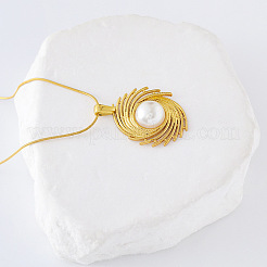 3 Stück Halsketten mit Spiralanhänger aus Edelstahl mit Pavé-Fassung und Imitationsperle für Frauen&nbsp;KB7887
