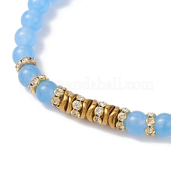 Bracelets extensibles en perles rondes de jade malaisien teinté naturel de 6.5 mm pour femmes&nbsp;BJEW-JB12267-01
