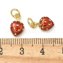 Encantos de esmalte de latón chapado en oro real de 18k&nbsp;KK-K392-02G