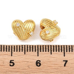 Herzförmiger Messingbesatz mit Mikropavé aus klaren Zirkonia-Perlen&nbsp;KK-K340-43G