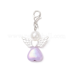 Herz Engel ABS Kunststoff Imitation Perle & Acryl Anhänger Dekorationen&nbsp;HJEW-JM03528-01